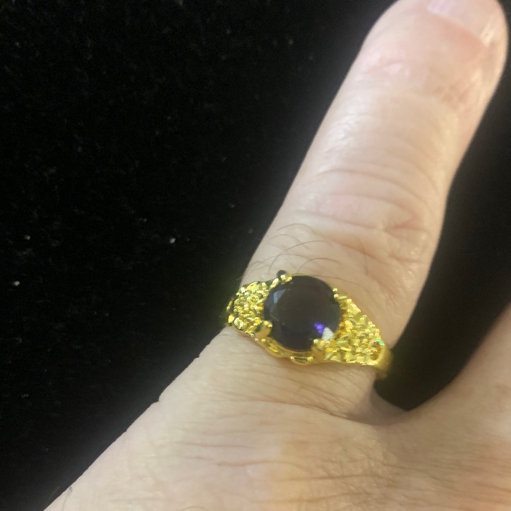Elegant Gold and Purple Stone Ring Bogo